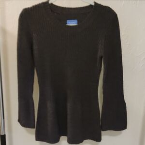 Simply Vera Vera Wang Charcoal Fitted Waist  Bell Sleeve Sweater Size S